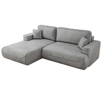 ECKSOFA OVO L Hellgrau Velvet - Links Seite - Hellgrau/Schwarz, Kunststoff/Textil (271/195cm) - MKS