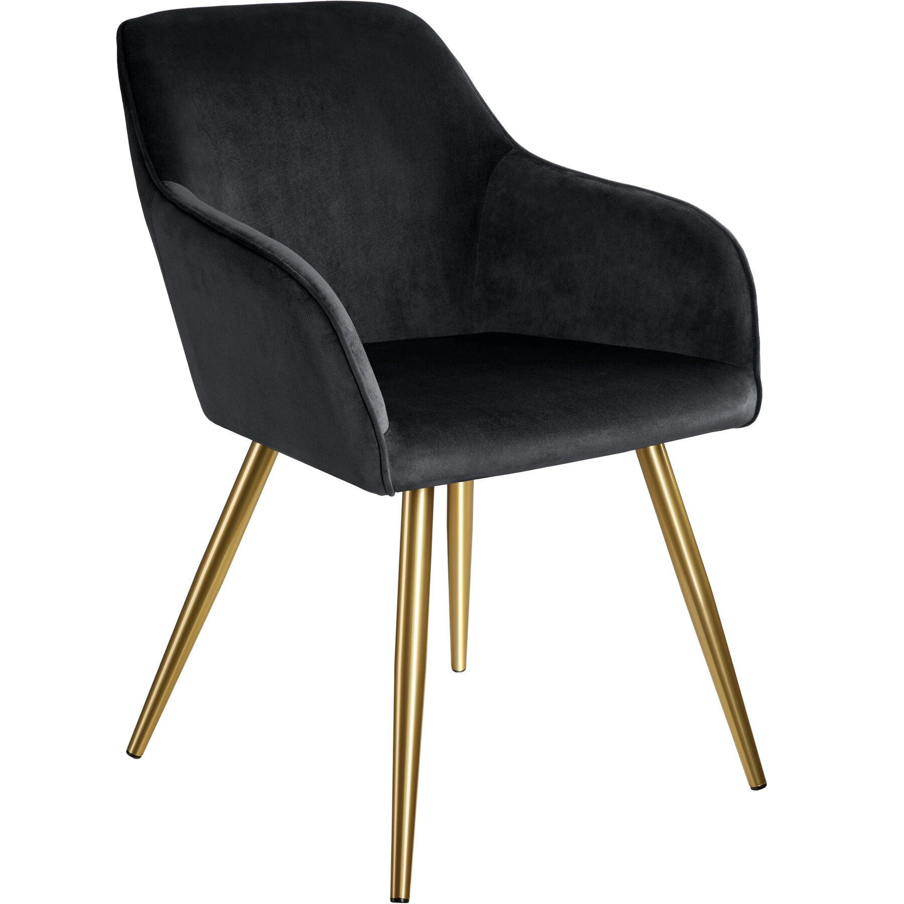 ESSZIMMERSTUHL 1er Set Marilyn 58 x 62 x 82 cm schwarz/gold - Goldfarben/Schwarz, Textil (58/82/62cm) - tectake