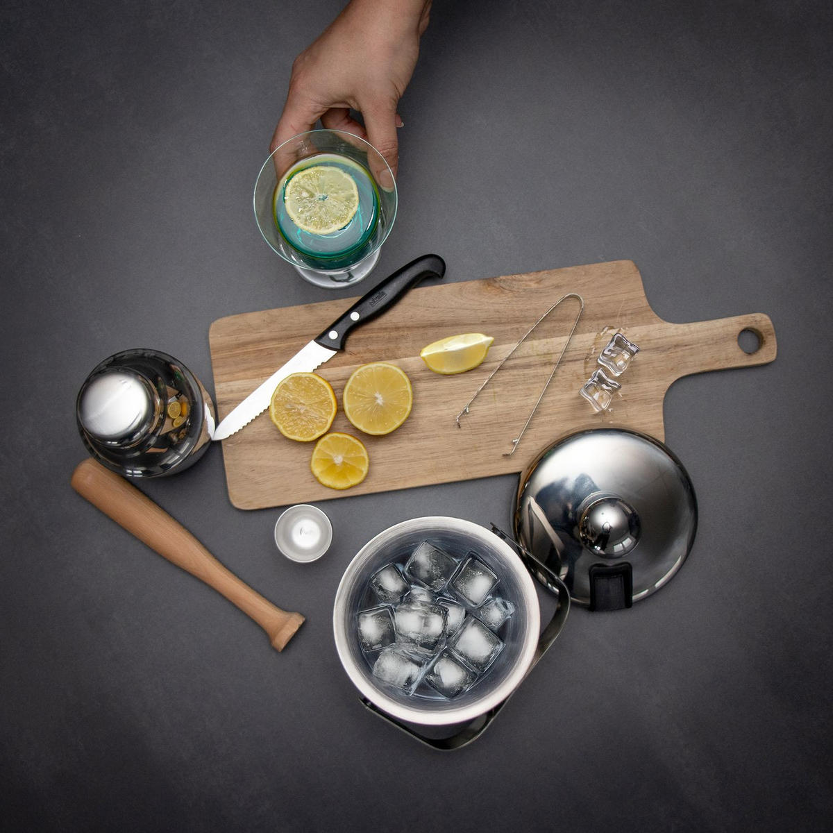 EISKÜBEL SET Eiswürfelbehälter (4-tlg.) - Silberfarben, Metall (14.2/19.5cm) - Intirilife