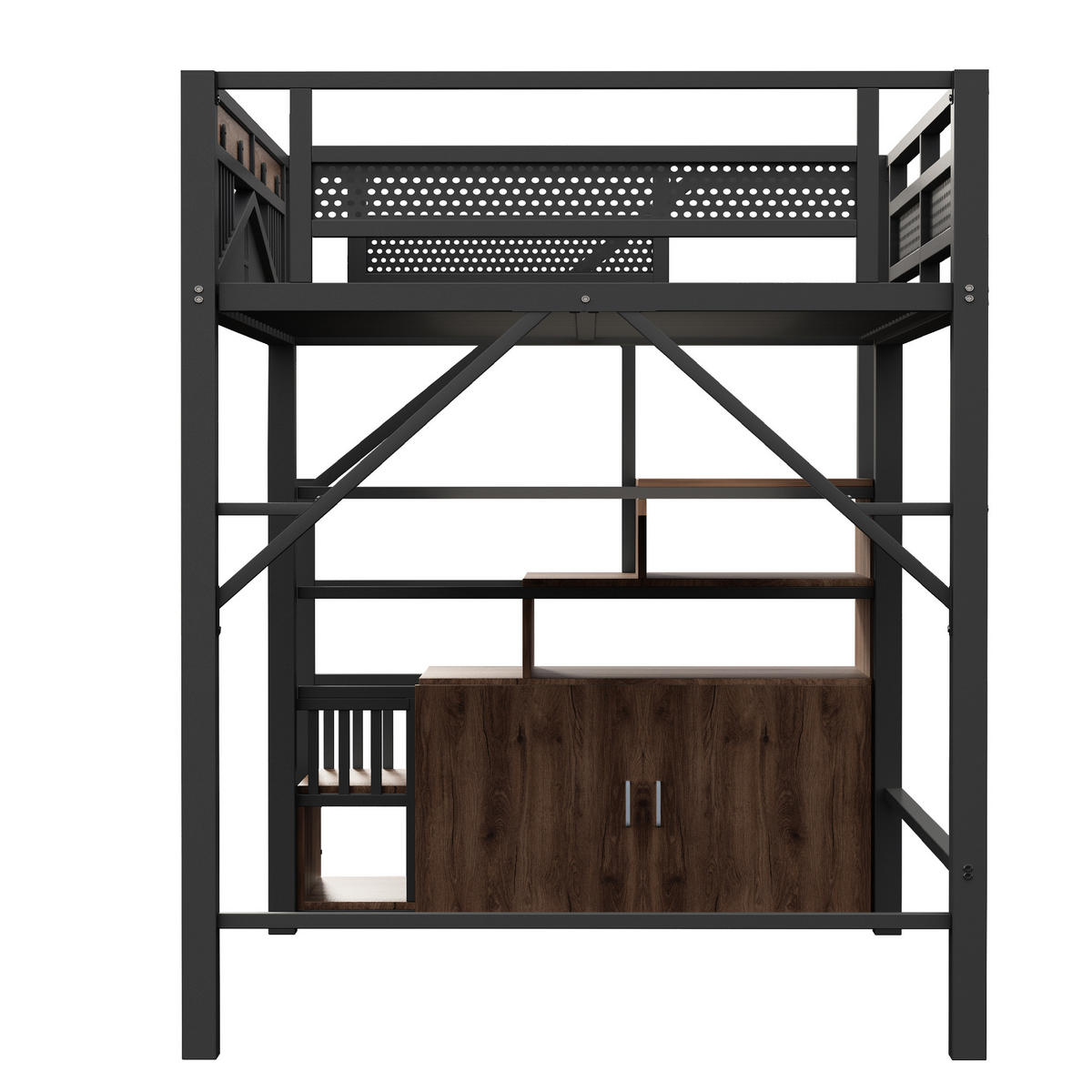 HOCHBETT 140/200 cm Schwarz mit Sicherheitsgehäuse und Stauraum - Schwarz, Metall (140/200cm) - OKWISH