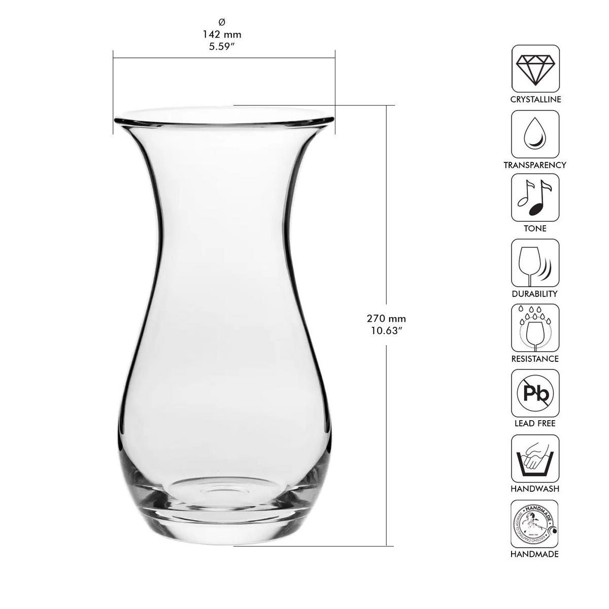 BLUMENVASE, 1 Stk., 27 cm, Handgemacht - Transparent, Glas (14.2/27cm) - Krosno Glass
