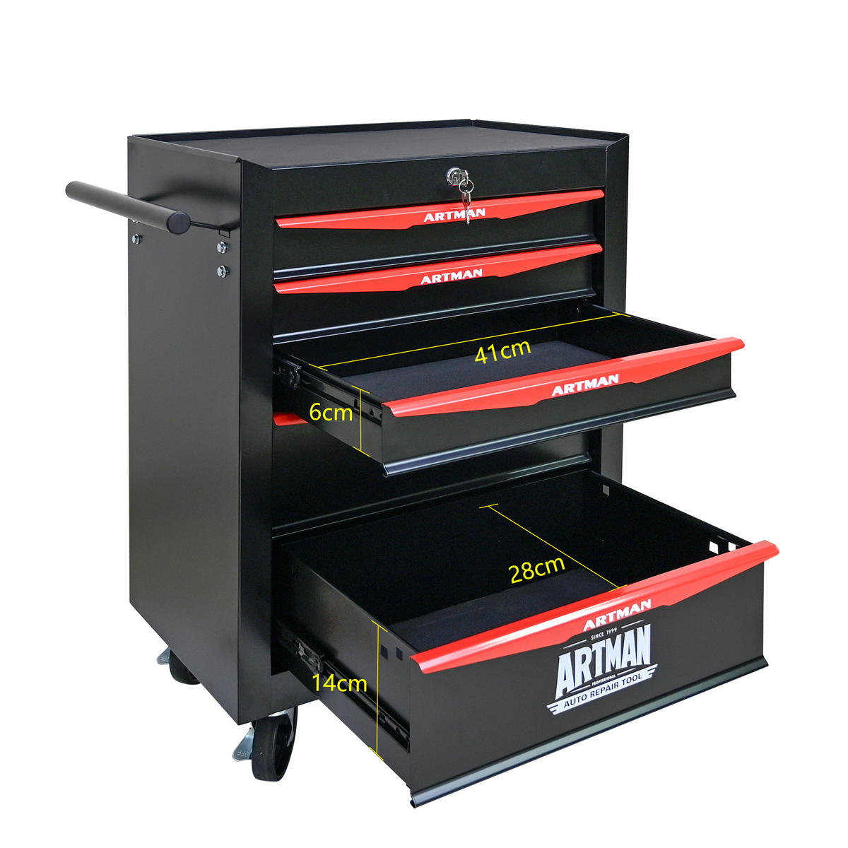 KOMBINATIONS-WERKZEUGSCHRANK – 5 Schubladen – 508 mm (20 Zoll) – Farbgebung: Schwarz und Rot - Multicolor, Metall (33/77.5/60cm) - DCA