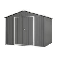 GERÄTEHAUS Metall-Geräteschuppen mit Belüftungslöchern - Grau, Metall (229.4/180cm)