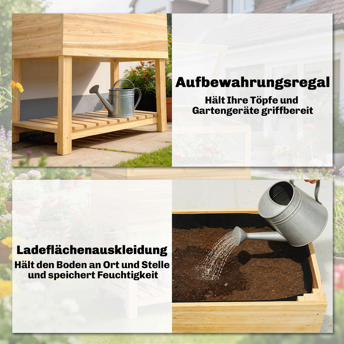 HOCHBEET mit Frühbeetaufsatz aus Tannenholz Braun - Naturfarben, Holz (45/108.5/80cm) - Outsunny