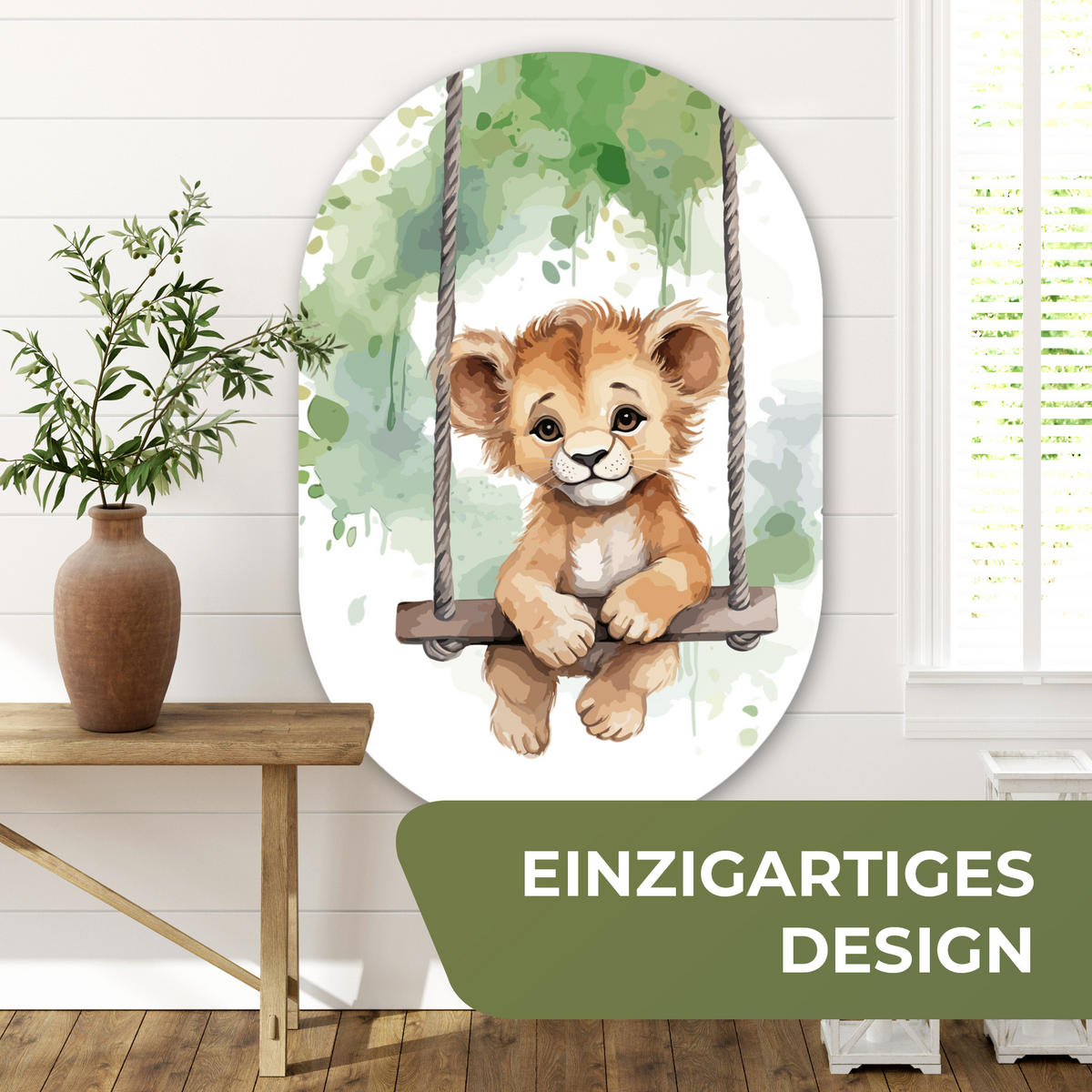 WANDBILD Löwe - Tier - Kinder - Dschungel 80x120 cm - Hellbraun, Kunststoff (80/120cm) - MuchoWow