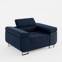 SESSEL VEMO SOLO, in Blau, matter Veloursstoff - Blau, Textil (135/88/100cm) - Barchello