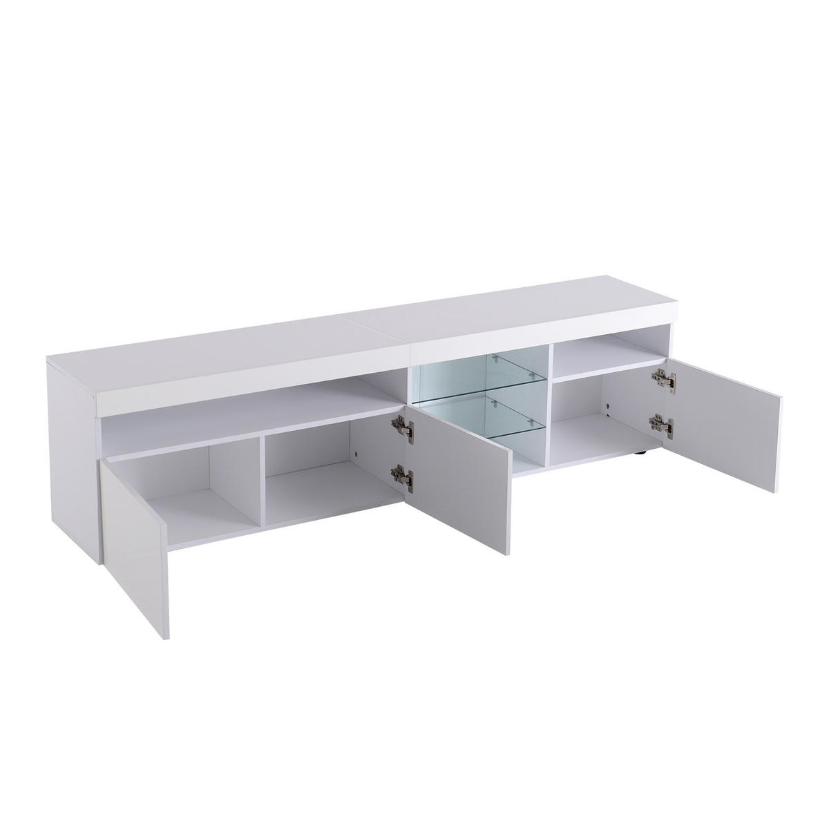 TV-LOWBOARD 180/35/48 cm in Weiß mit LED-Beleuchtung und 3 Türen - Weiß, Holzwerkstoff (180/48/35cm) - Flora Grace