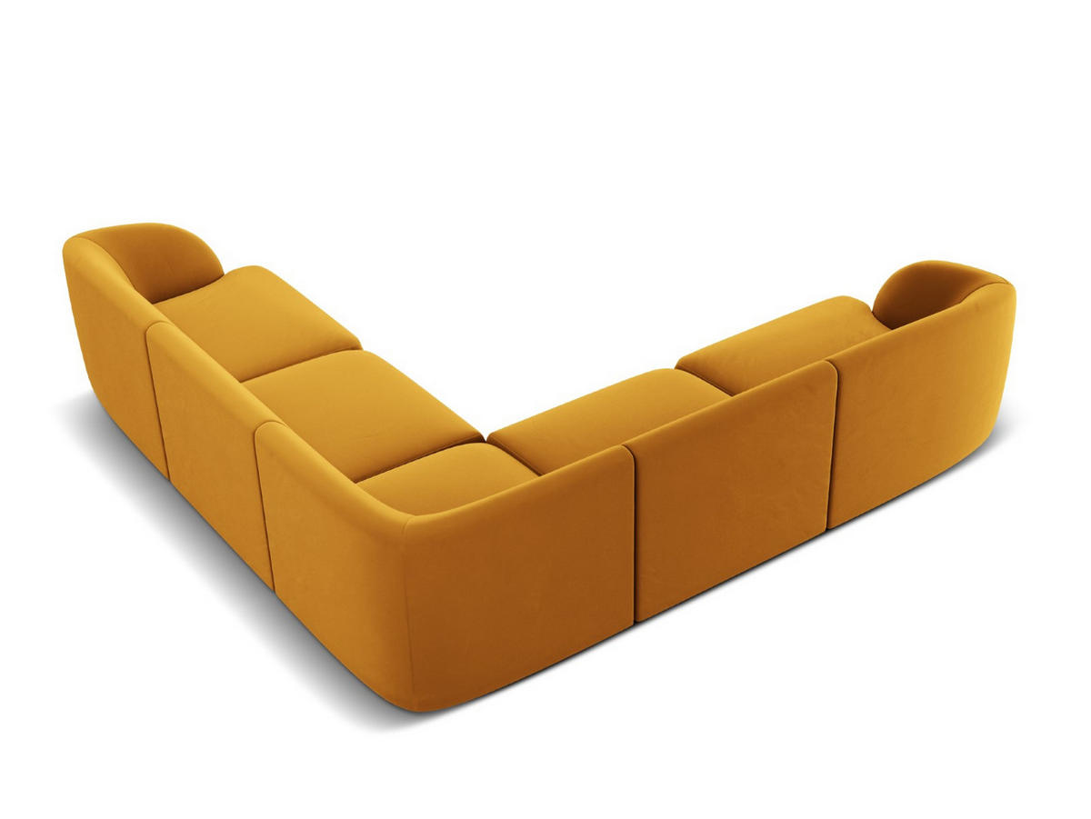 WENDBARES-ECKSOFA Miley aus Samt gelb 5 Sitzplätze - Gelb, Textil (255/255cm) - Micadoni