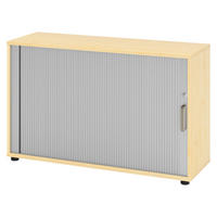 ROLLLADENSCHRANK - 2 Ordnerhöhen 40/120/74,8 cm in Ahornfarben/Silberfarben Streifengriff (Kunststoff) - Silberfarben/Ahornfarben, Holzwerkstoff (120/74.8/40cm) - bümö