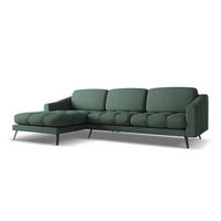 ECKSOFA Links Chenille Stoff Grün - Schwarz/Grün, Textil/Metall (160/264cm) - Makamii