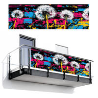 BALKON-SICHTSCHUTZ Straßenkunst - Bunt - Wand - Schwarz, Kunststoff (300/90cm) - MuchoWow