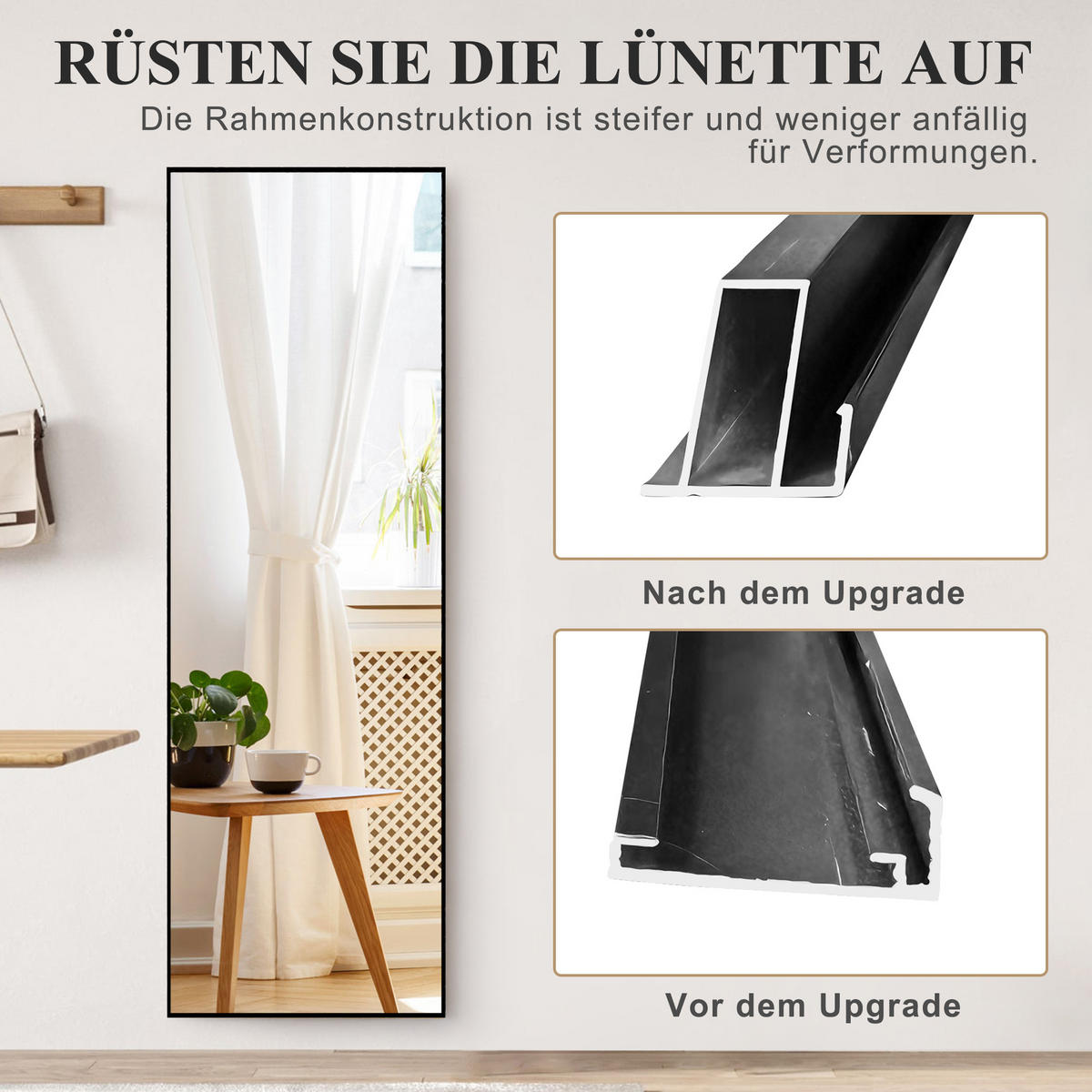 GANZKÖRPERSPIEGEL 177/77 cm, Standspiegel mit Aluminiumrahmen Schwarz - Schwarz, Metall (4/182/81cm) - PARAFTA HOME