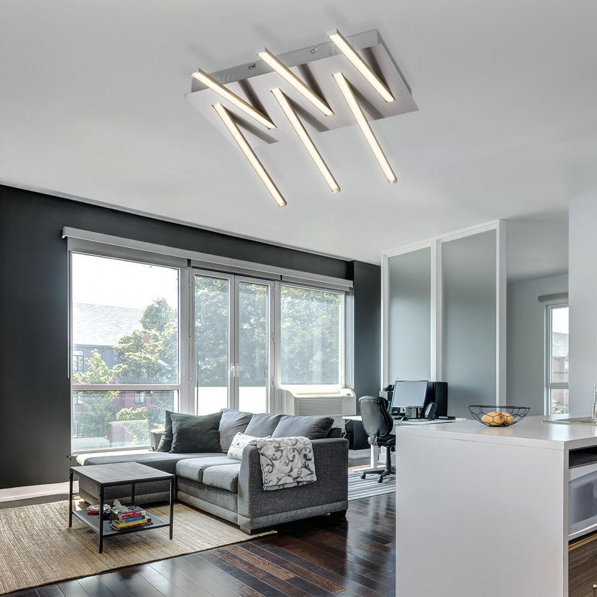 LED DECKENLEUCHTE FUEGO Silber Kristall - Silberfarben, Metall (48/38/12cm) - Globo Lighting