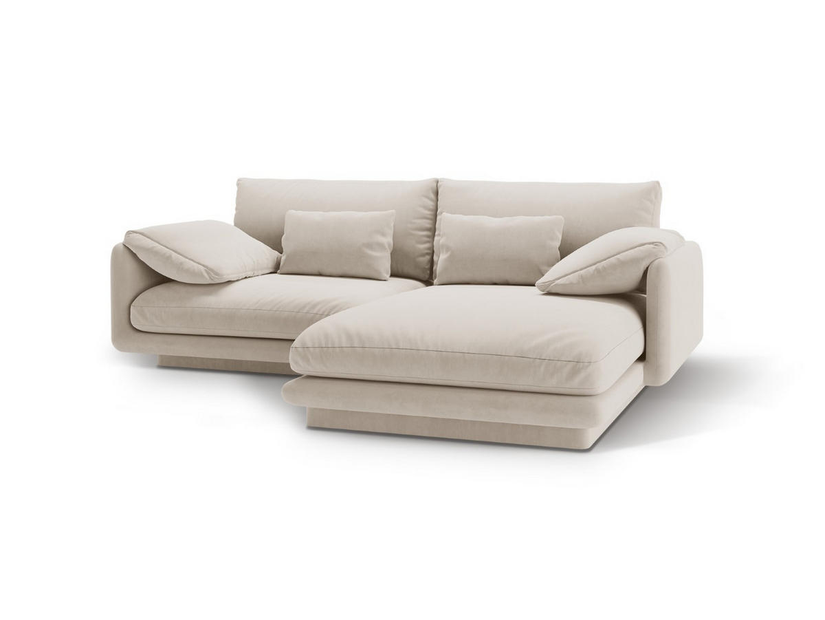 ECKSOFA rechts Torino aus Samt ecru 3 Sitzplätze - Ecru, Textil (170/220cm) - Micadoni