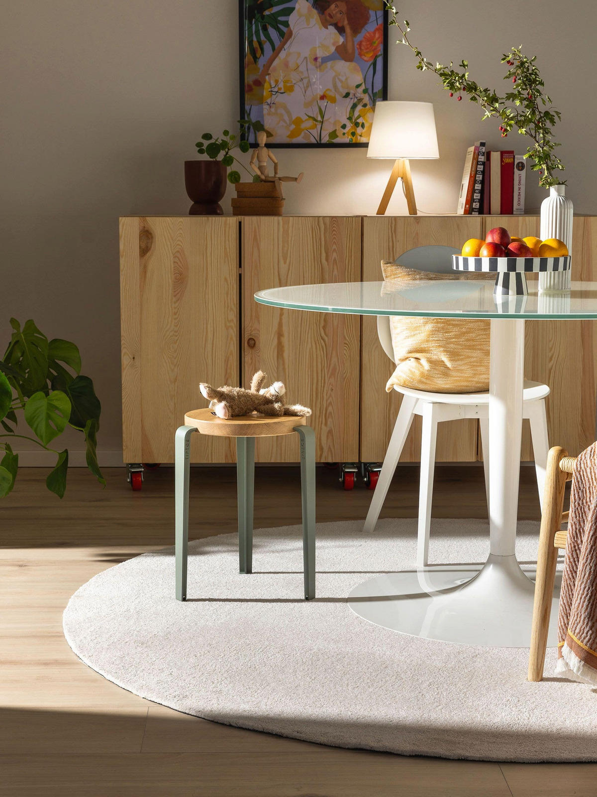 TEPPICH Nina waschbar ø 150 cm rund - Creme, Kunststoff (150/150cm) - benuta Nest