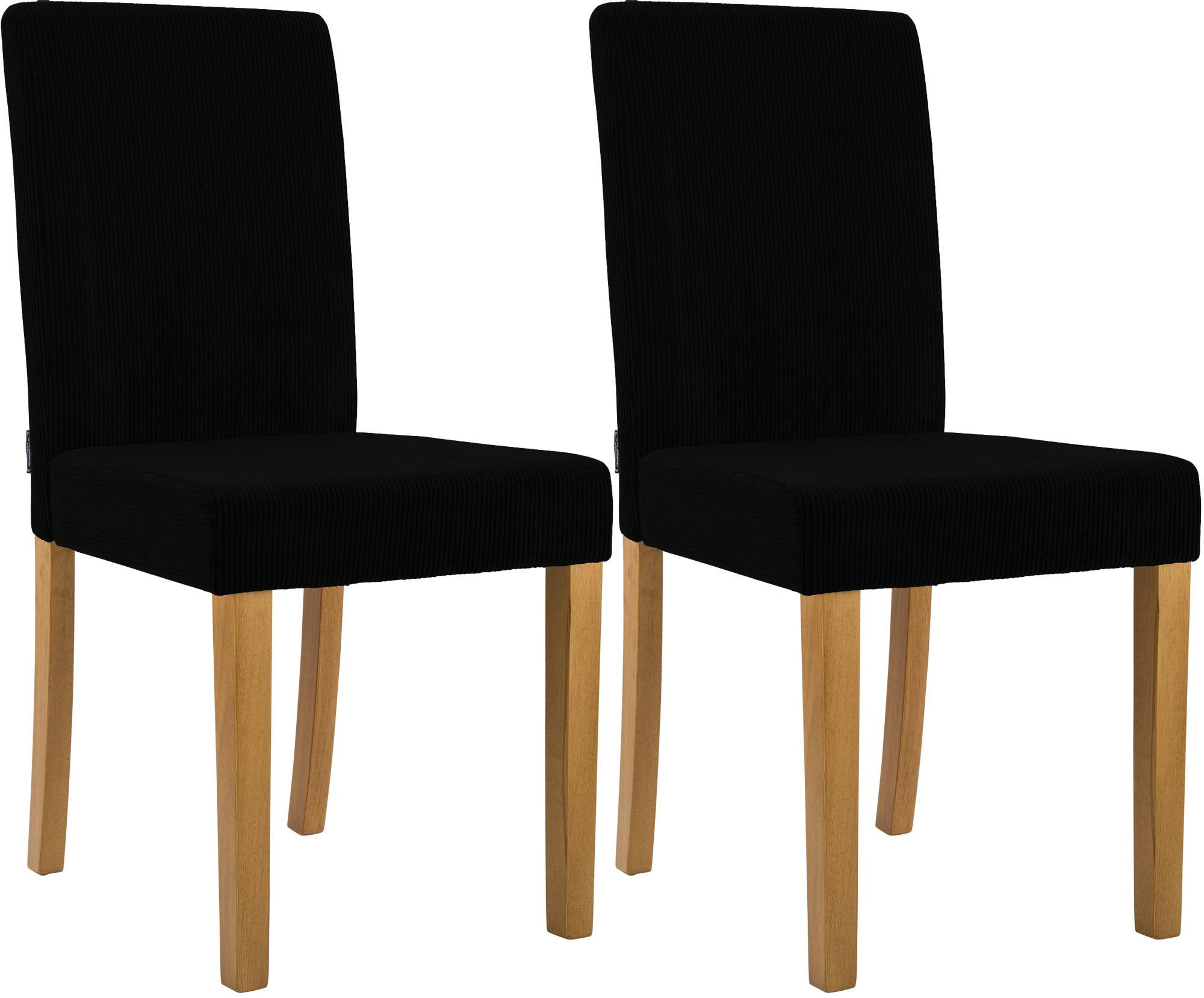 ESSZIMMERSTUHL 2er Set Cord Schwarz - Schwarz/Naturfarben, Holz/Textil (41/91/47cm) - CLP