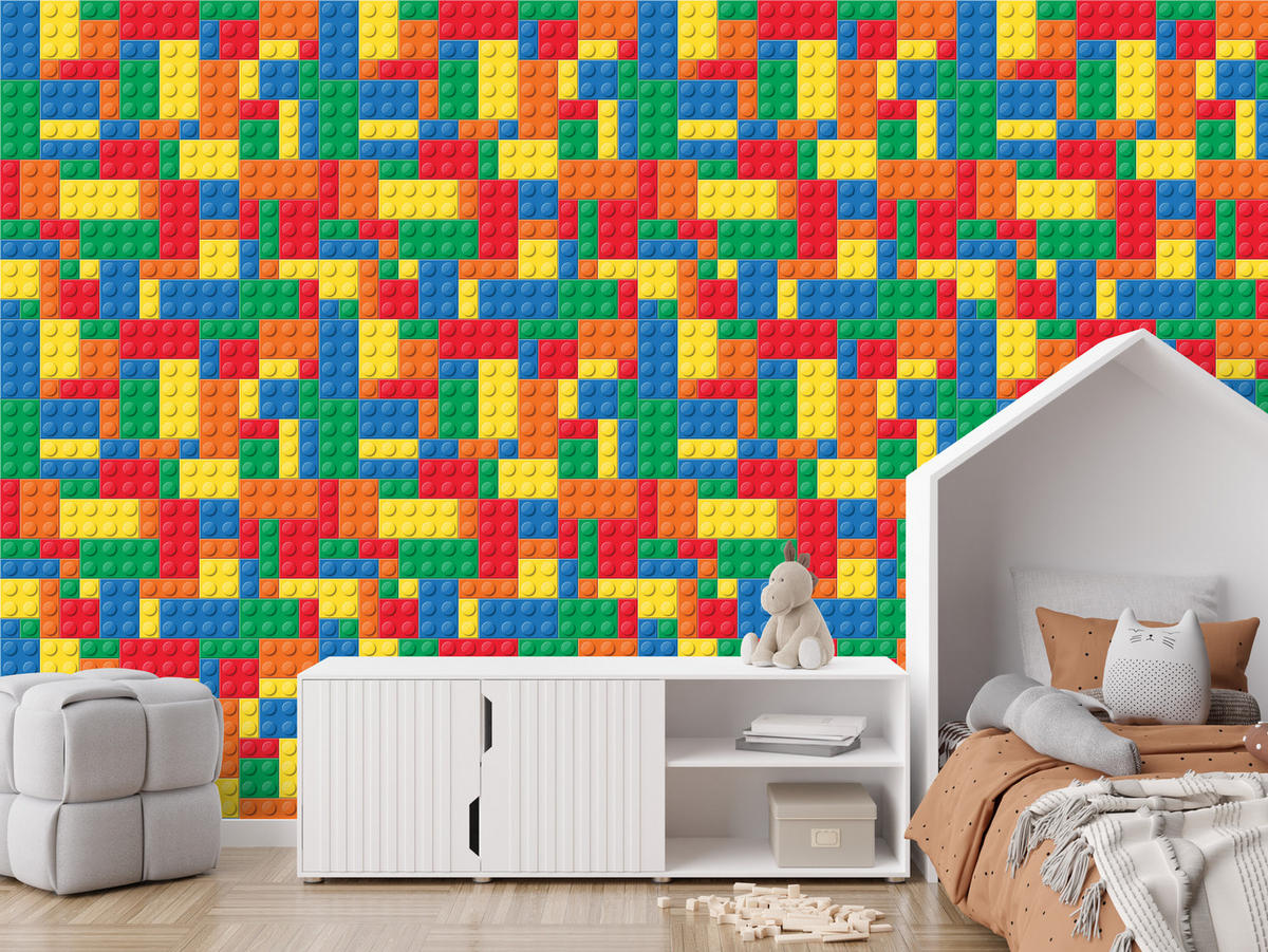 VLIESTAPETE Bunte Bausteine in 3D-Optik – Bunt – 50x1000 cm - Multicolor, Papier (50/1000cm) - Muralo
