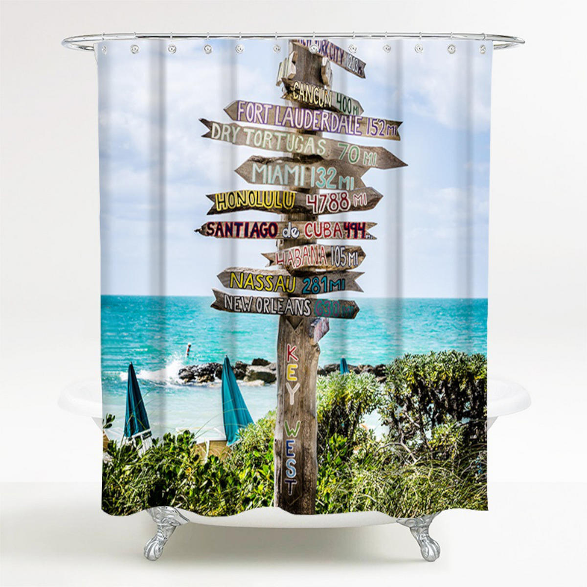 DUSCHVORHANG Key West 180 x 200 cm - Türkis, Textil (180/200cm) - Sanilo