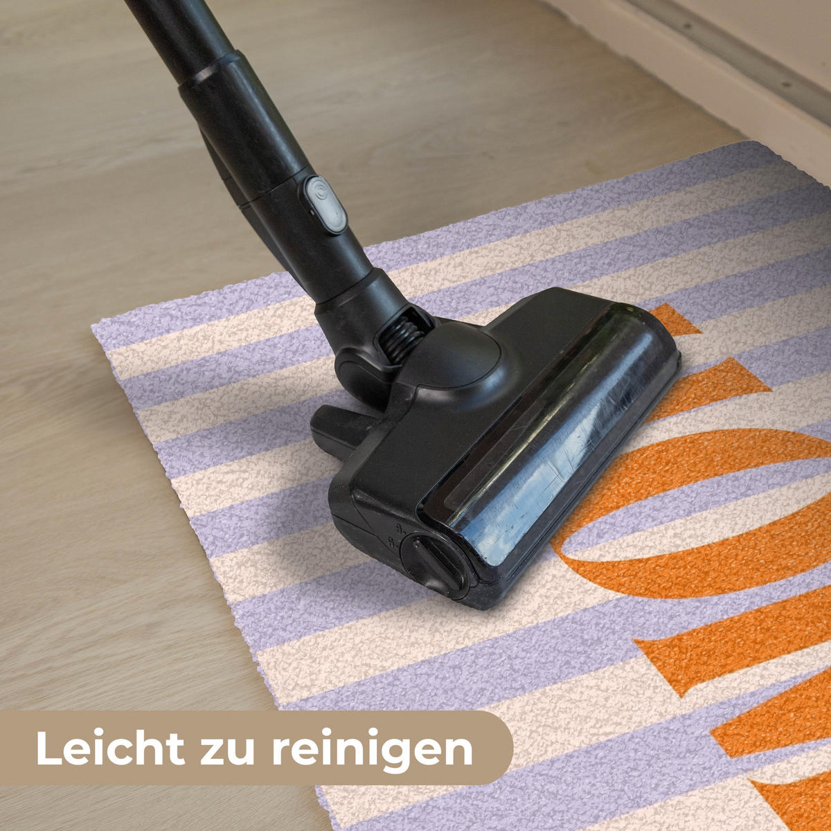 FUSSMATTE Lila – Orange – Streifen – Startseite 90x60 cm - Flieder, Kunststoff (90/0.4cm) - MuchoWow