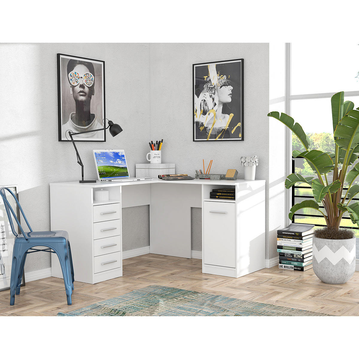 ECKSCHREIBTISCH - Weiß - Weiß, Holzwerkstoff (125/125/75cm) - home24