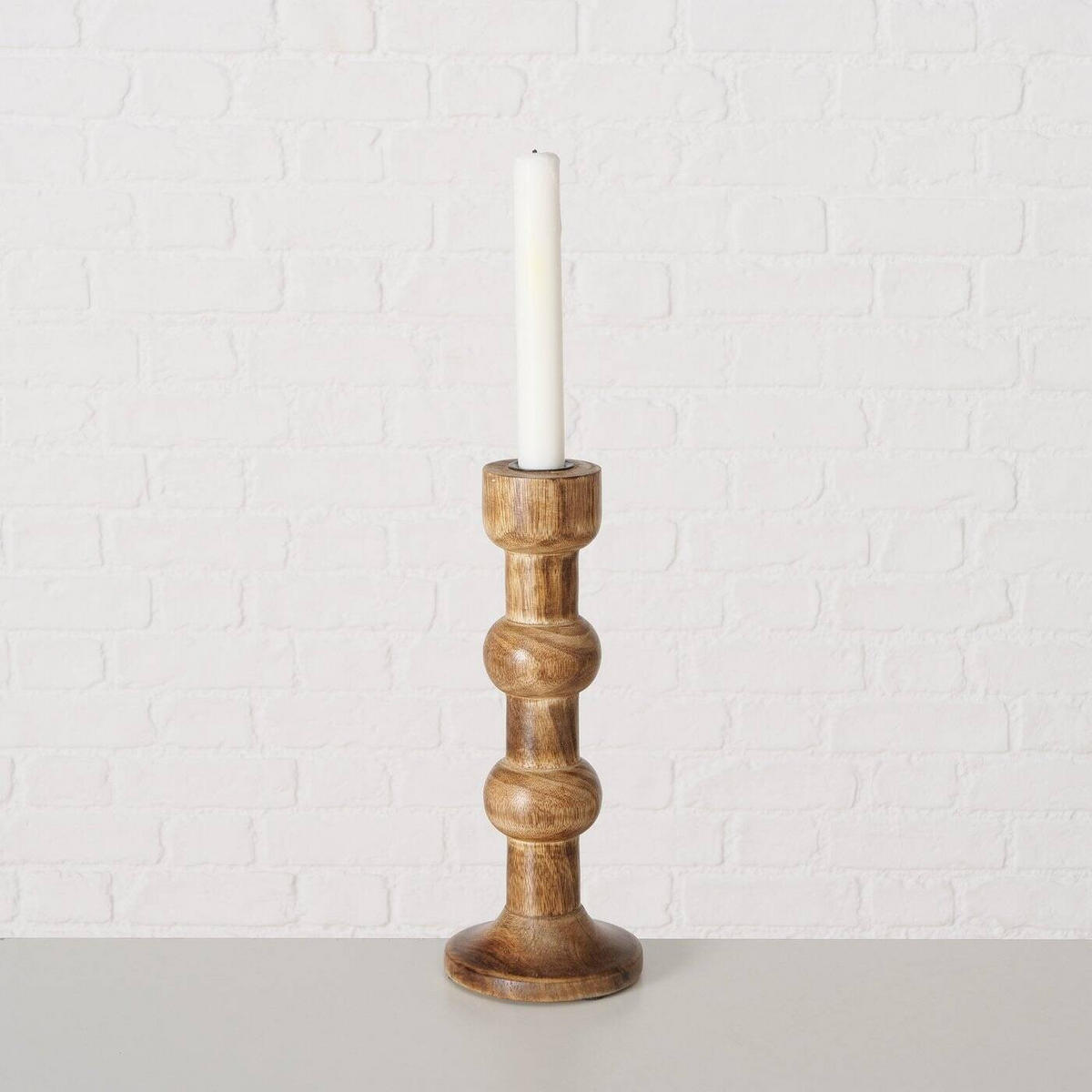 KERZENHALTER Bubbles 2er-Set - Dunkelbraun, Holz (12/34/12cm) - Boltze Home