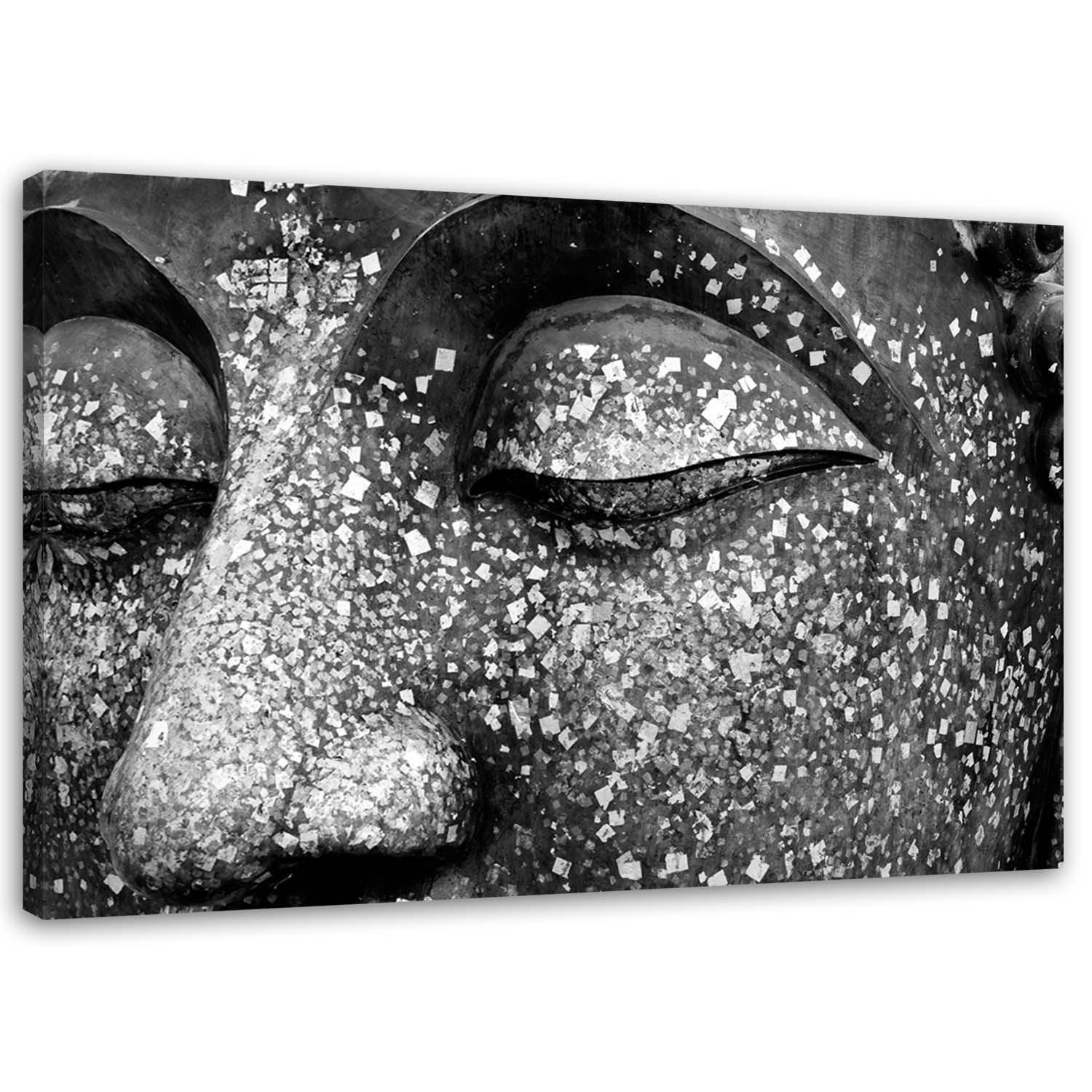 LEINWANDBILD Buddha Grau Asien 60x40cm - Grau, Textil (60/40cm) - Feeby