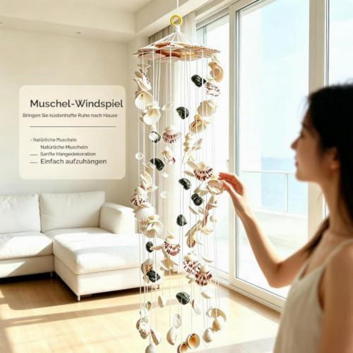 WINDSPIEL Muschelform 95 cm - Multicolor, Naturmaterialien (95/13/1cm)