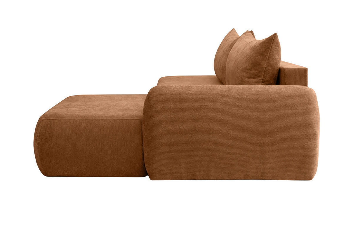 ECKSOFA Mit Schlaffunktion Und Bettkasten, Velvet-Stoff Vena, Honigfarbe, Rechts, HELA I - Honig, Holz (302/184cm) - Kaiser Möbel