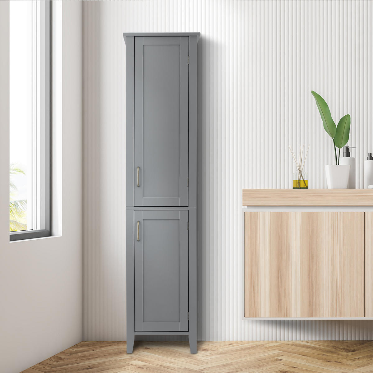 MIDISCHRANK Grau - Grau, Holzwerkstoff (38.1/159.4/159.4cm) - Teamson Home