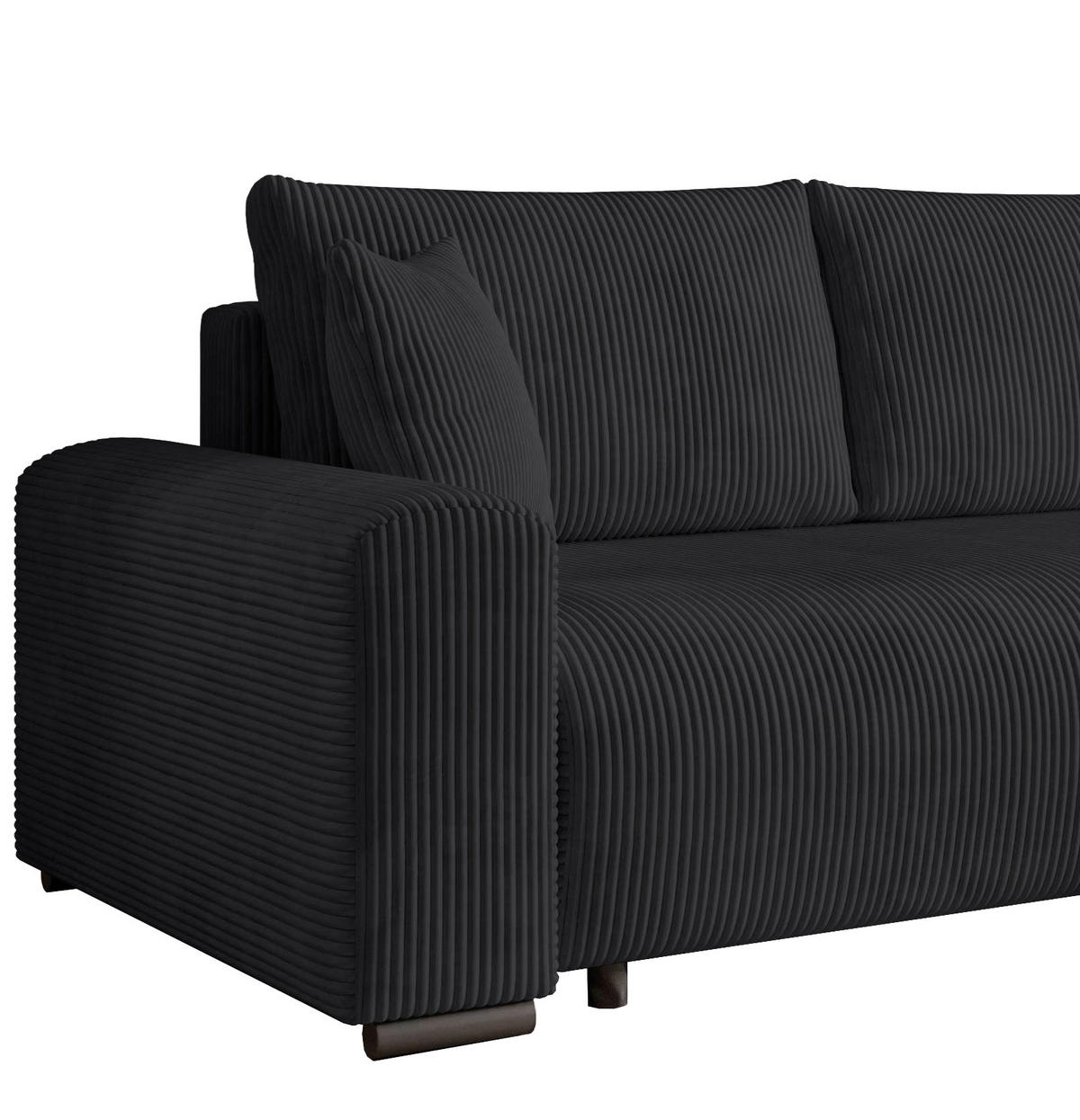 ECKSOFA Nelly mit Bettkasten und Schlaffunktion, Cordstoff in L-Form - Schwarz, Textil (270/185cm)