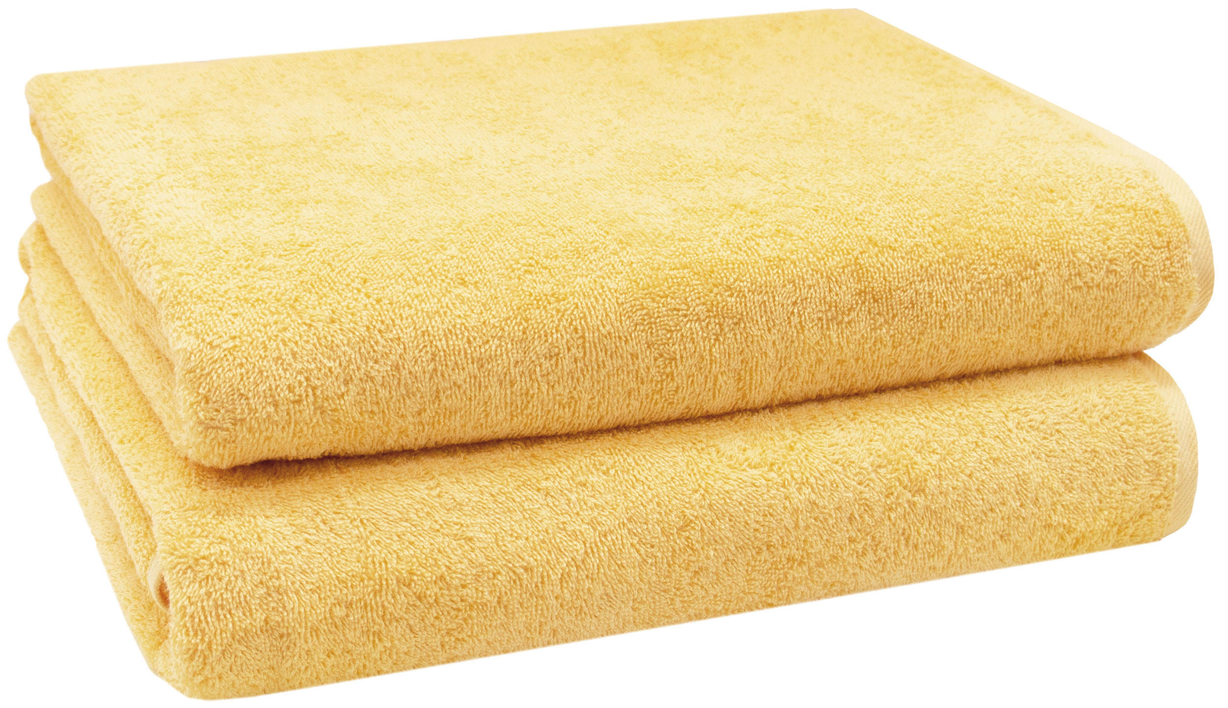 BADETUCH, 2er-Set, 100x150 cm, 100% Baumwolle, Gelb - Gelb, Textil (100/150cm) - Zollner