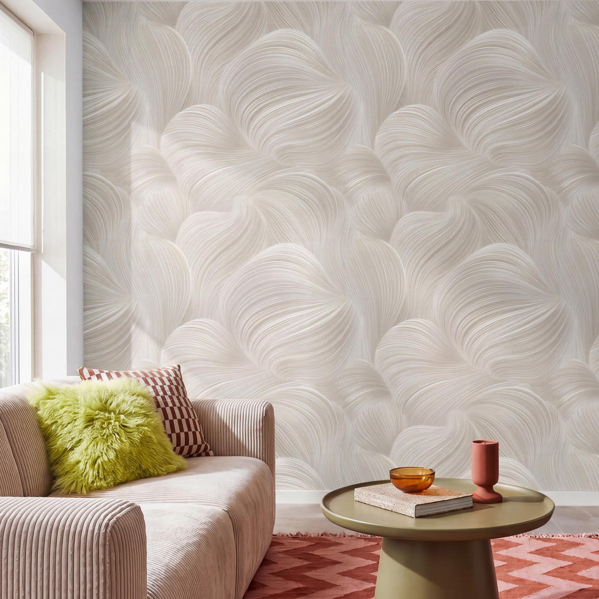 TAPETE - Lines - Ventilator - Beige - 280x300 cm - Creme, Papier (280/300cm) - OnlyWow