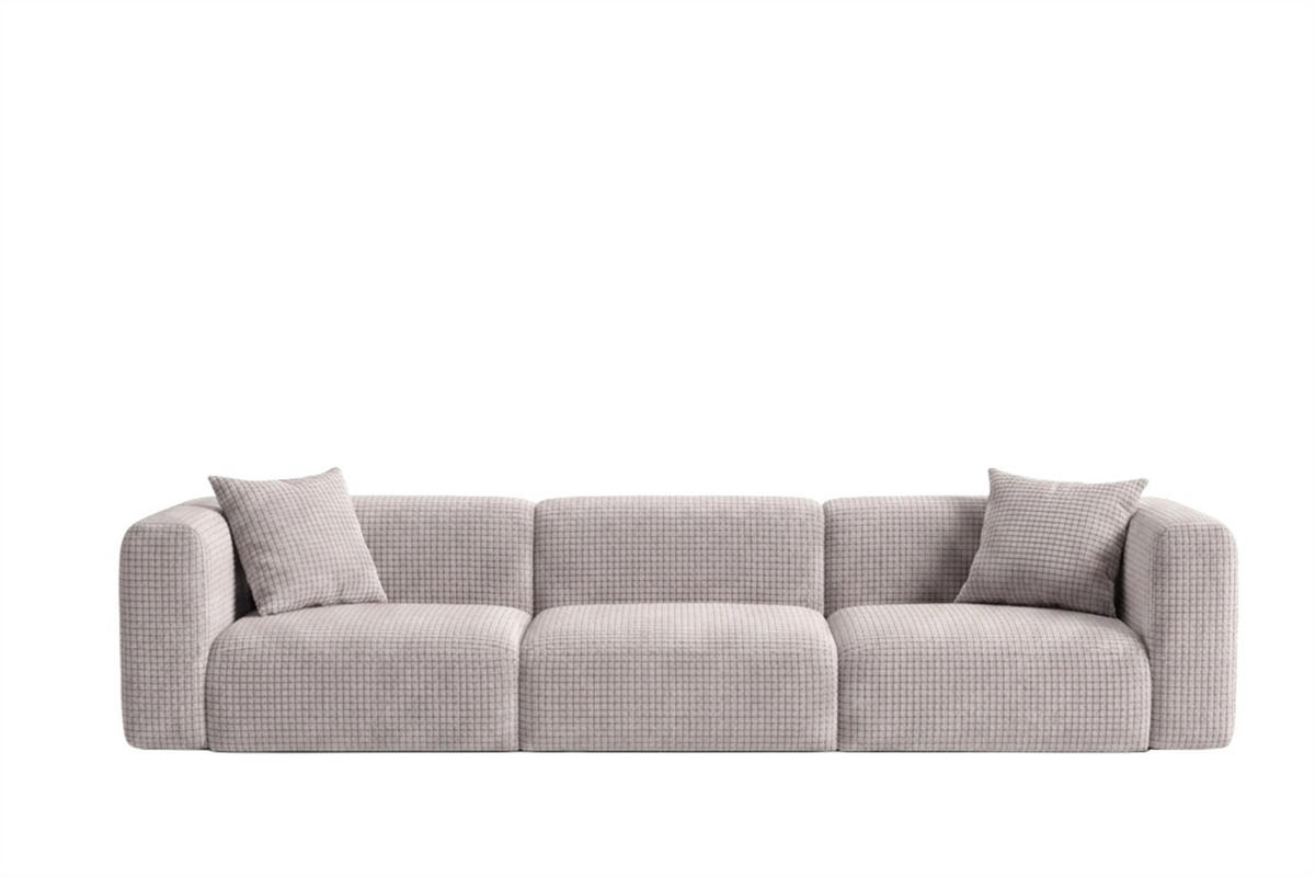 SOFA 3-Sitzer, Chenille-Stoff Cremona, Hellgrau, GRETA - Hellgrau, Holz (319/70/89cm) - Kaiser Möbel