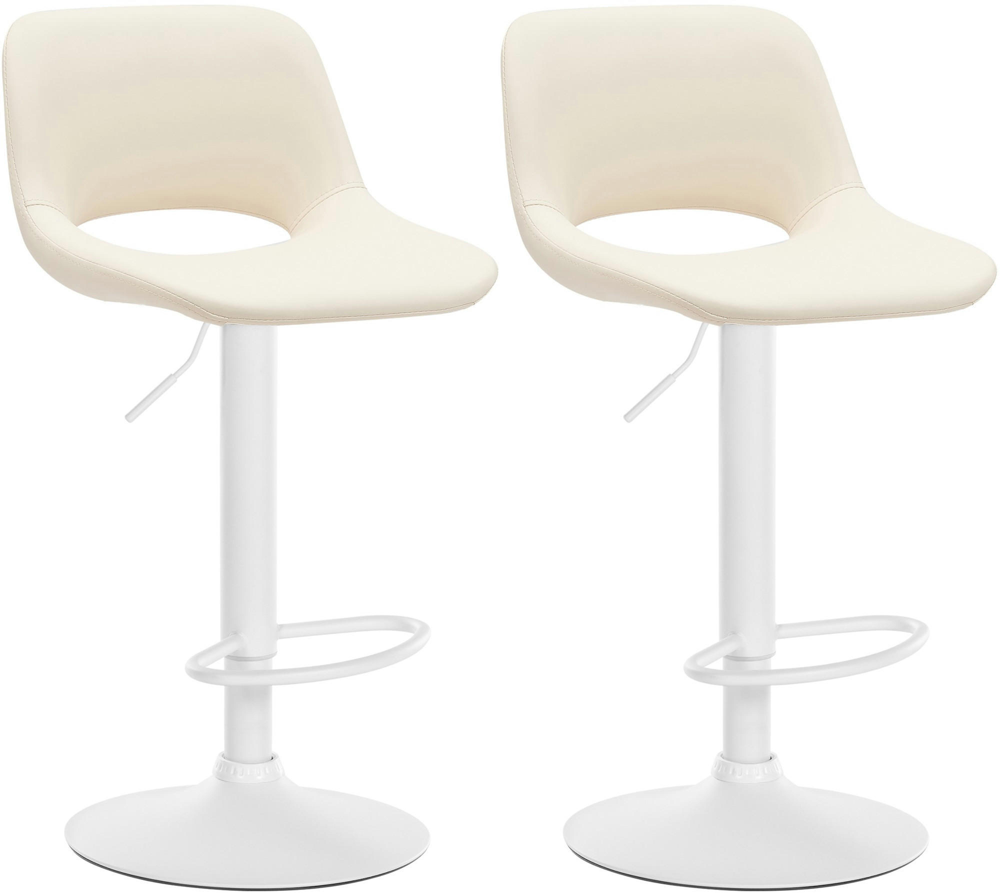BARHOCKER 2er Set Lederlook creme - Creme/Weiß, Textil/Metall (42/86/46cm) - CLP