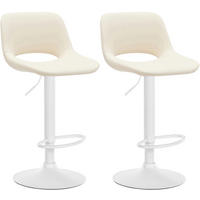 BARHOCKER 2er Set Lederlook creme - Creme/Weiß, Textil/Metall (42/86/46cm) - CLP