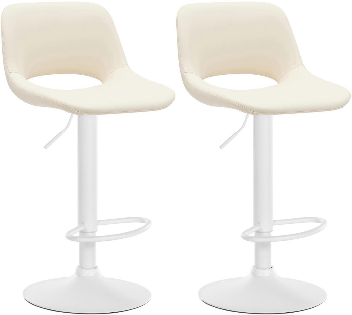 BARHOCKER 2er Set Lederlook creme - Creme/Weiß, Textil/Metall (42/86/46cm) - CLP