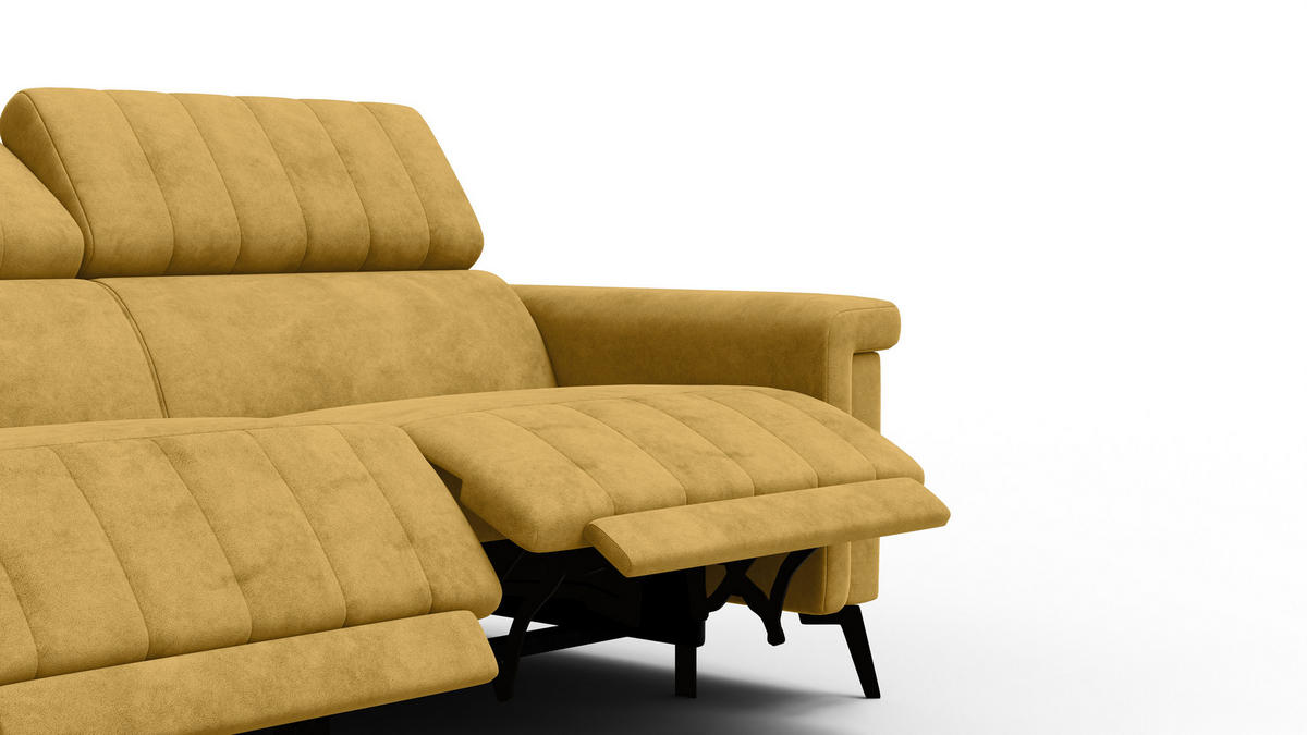 RELAXSOFA NORDEL 3-Sitzer, senfgelb - Gelb/Schwarz, Holz/Textil (194/80/105cm) - Courtois Laville