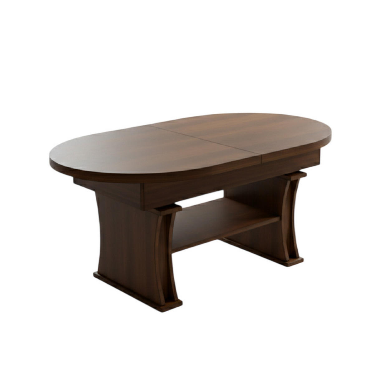 COUCHTISCH oval ausziehbar höhenverstellbar Ablage 130/80/60 cm - Walnussfarben, Holzwerkstoff (80/130/60cm) - designimpex