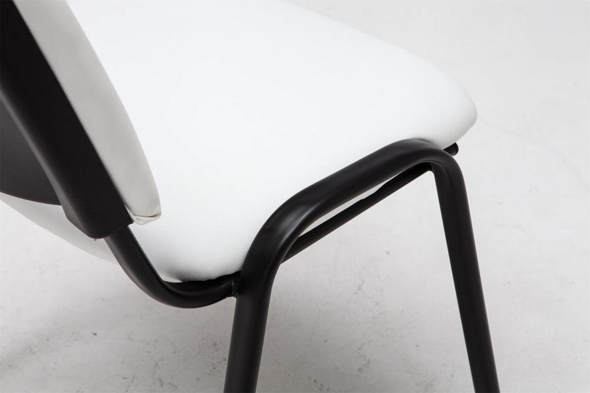 BESUCHERSTUHL Lederlook weiß - Schwarz/Weiß, Textil/Metall (53/83/53cm) - CLP