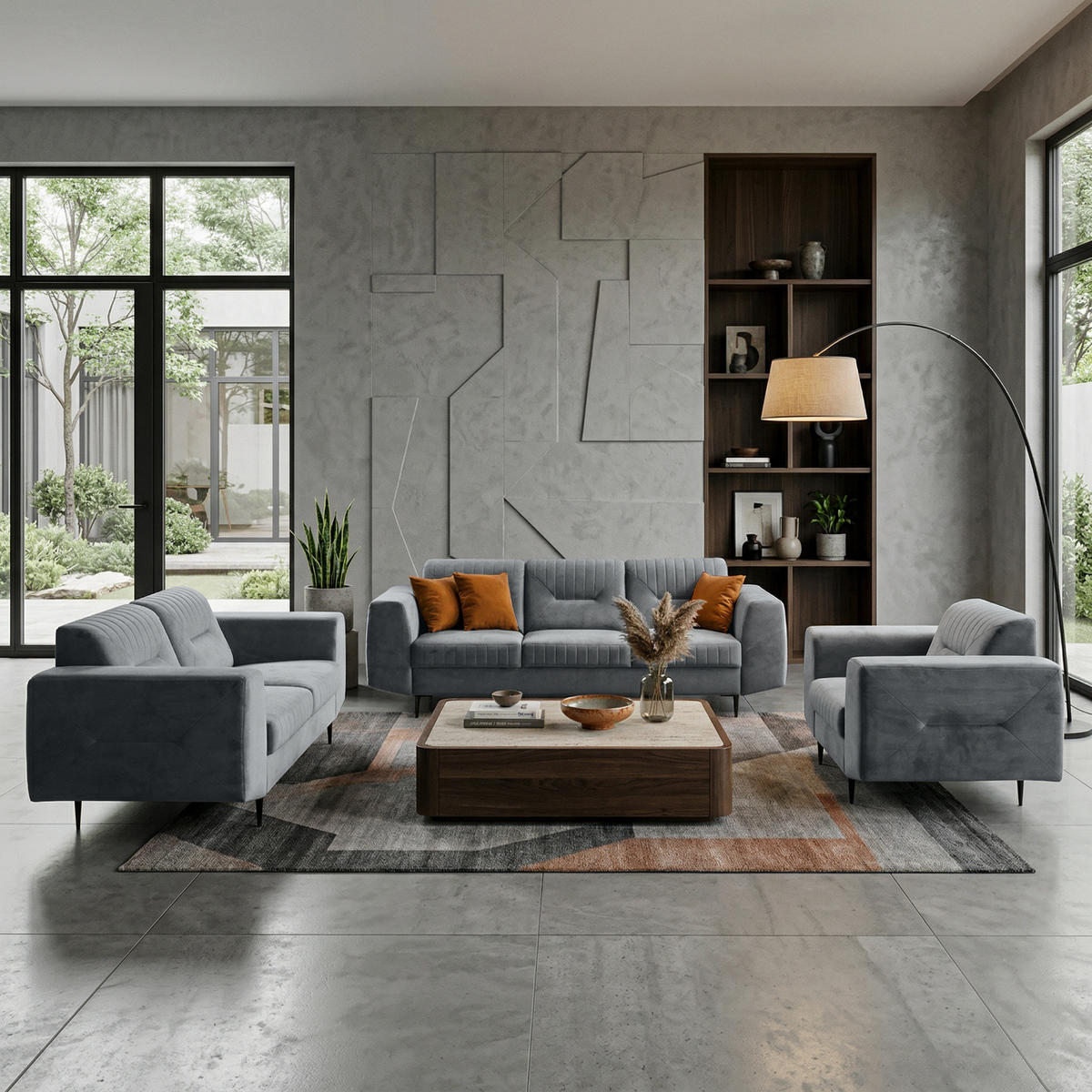 2-SITZER SOFA Venezia dunkelgrau mit schwarzen Beinen - Dunkelgrau/Schwarz, Textil (172/85/94cm) - Beautysofa
