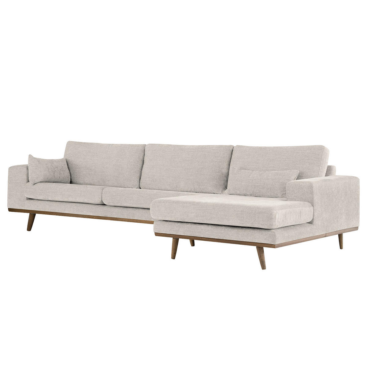 ECKSOFA mit Longchair - Eichefarben/Grau, Eichenholz/Textil (281/153cm) - home24