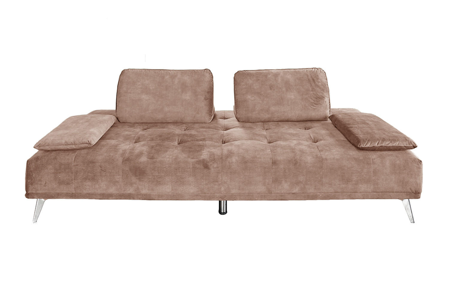 SOFA WIOLO Taupe Velvet - Taupe/Silberfarben, Textil/Metall (240/80/110cm) - KAWOLA