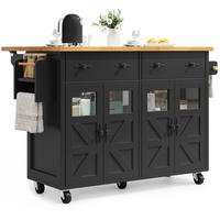KÜCHENINSEL Servierwagen Stauraum Bremsen Schwarz - Schwarz, Holzwerkstoff (140/93.5/45cm) - FLIEKS