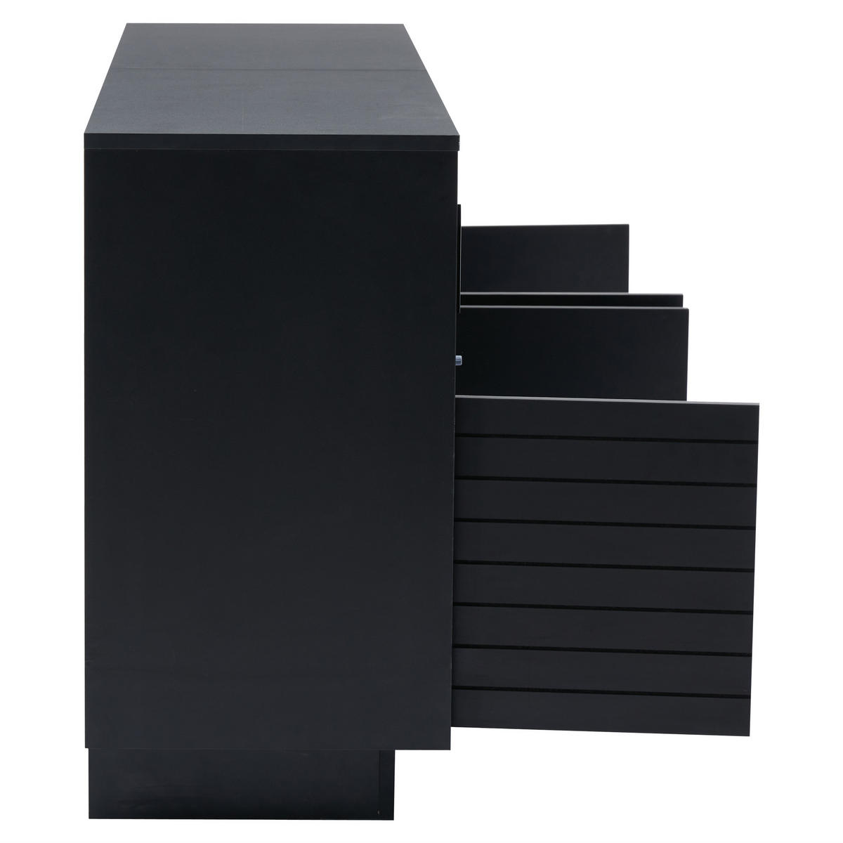 SIDEBOARD LED 2 Türen 4 Fächer Glas 130x35x68cm Stauraum - Schwarz, Holzwerkstoff (35/68/130cm) - FLIEKS