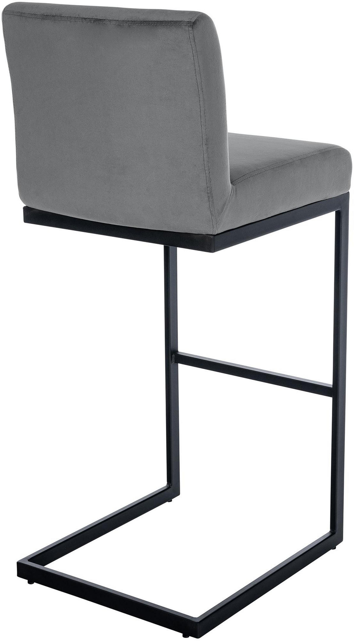 BARHOCKER Samt Dunkelgrau - Dunkelgrau/Schwarz, Textil/Metall (43/104/53cm) - CLP