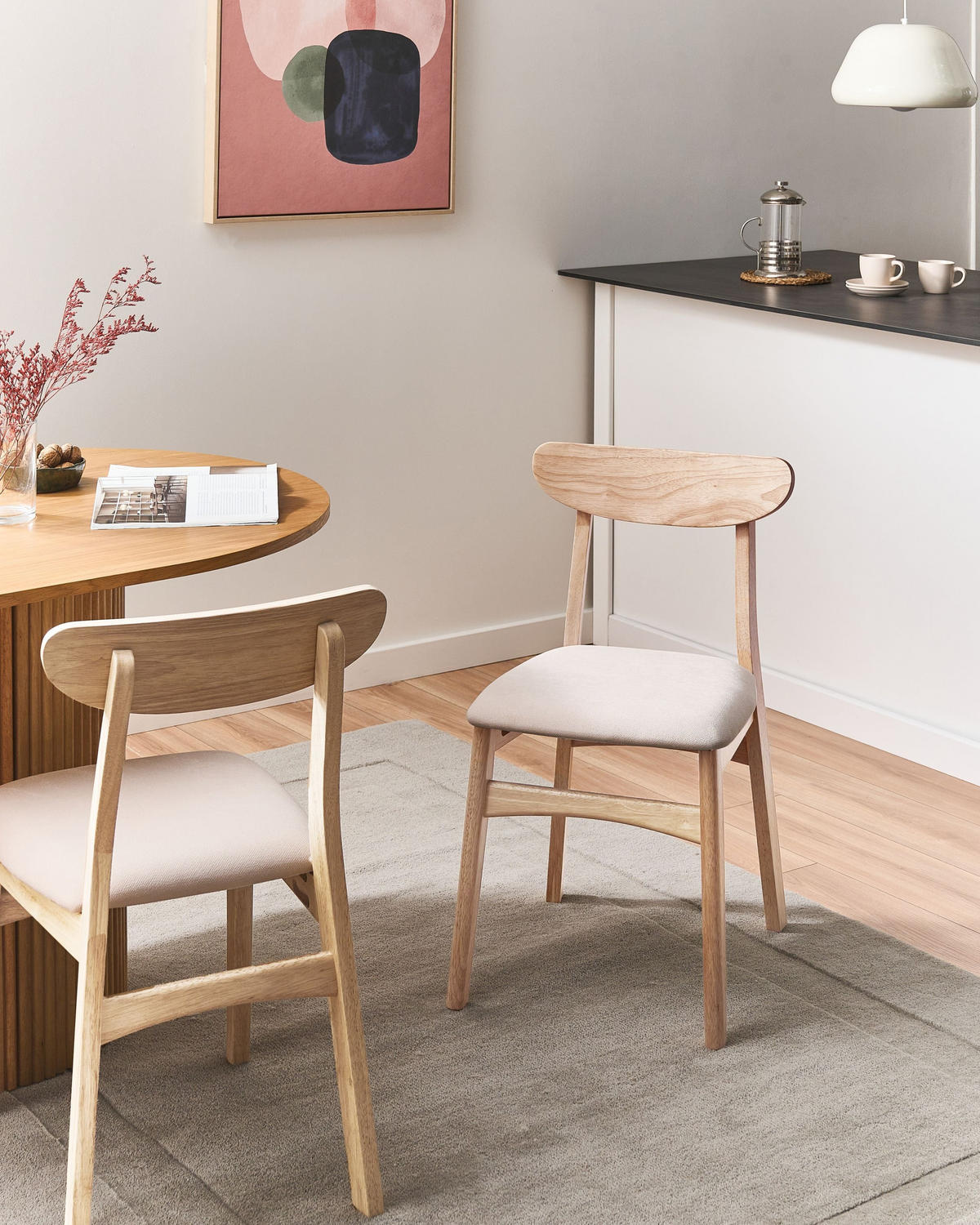 ESSZIMMERSTUHL 2er Set Holz Hellbraun/Hellbeige Doyle - Hellbraun, Holz (45/78/50cm) - Beliani