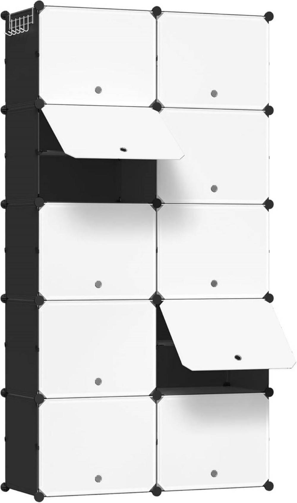 Woltu Schuhregal Weiß, Schwarz 94x180x36.5 cm