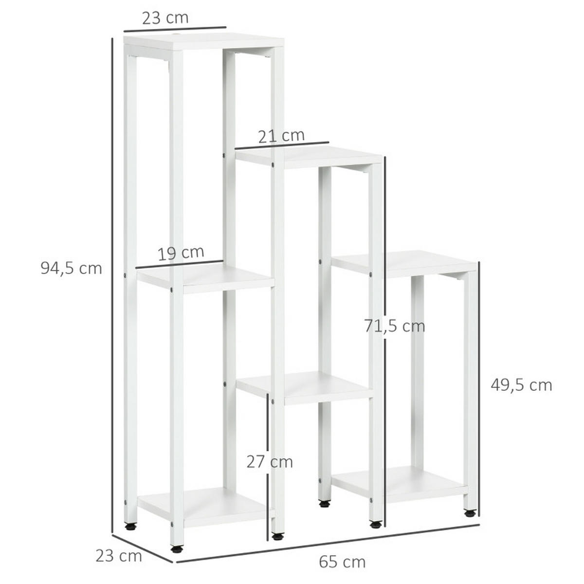 BLUMENTREPPE aus Stahl 65x23x94,5 cm in Weiß mit 7 Ebenen - Weiß, Metall (23/94.5/65cm) - Modfu