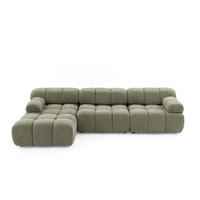 MODULARES Ecksofa MOMENTUM L, Links, Breite 282 cm, strukturierter Stoff, Grün - Chromfarben/Grün, Holz/Textil (282/155cm) - Muffo