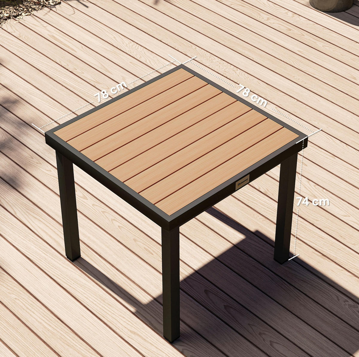 GARTENTISCH 78x78x74 cm Natur mit Holzoptik & Aluminiumrahmen - Naturfarben, Metall (78/78/74cm) - Modfu